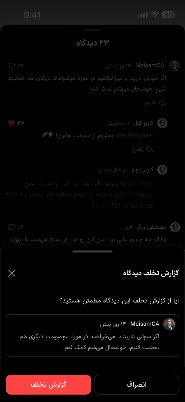 تأیید گزارش تخلف دیدگاه